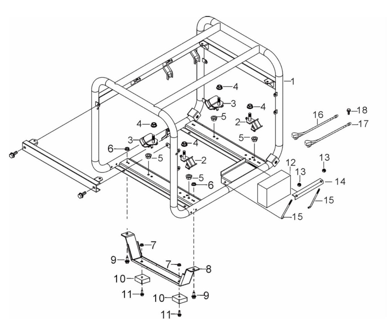 BE6500ER Generator Frame Assembly Parts by BE Power Equipment