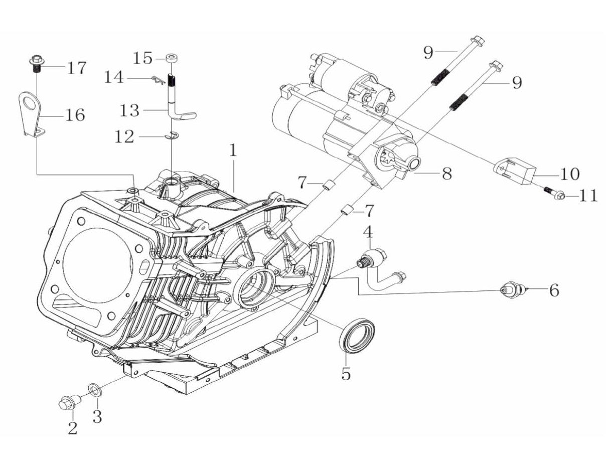BE12000ER Generator Crankcase Assembly Parts by BE Power Equipment