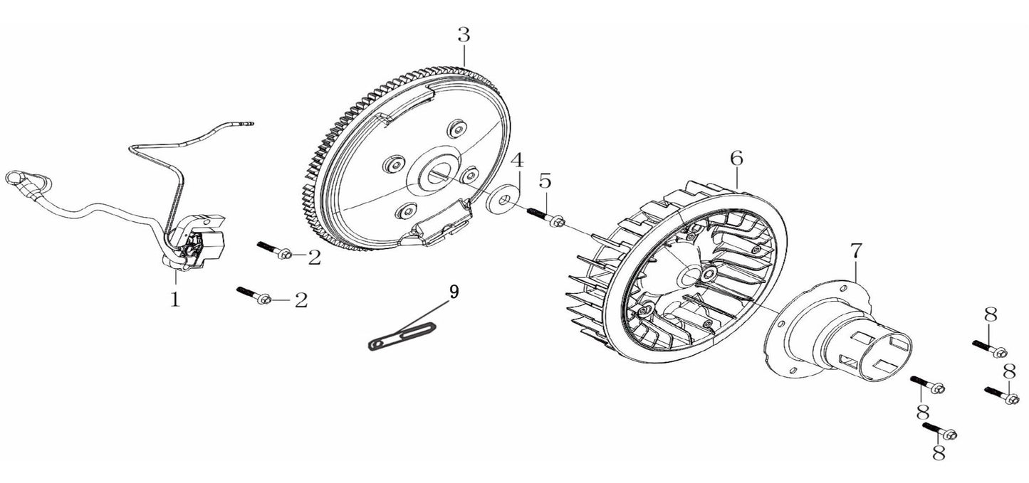 BE12000ER Generator Flywheel Assembly Parts by BE Power Equipment