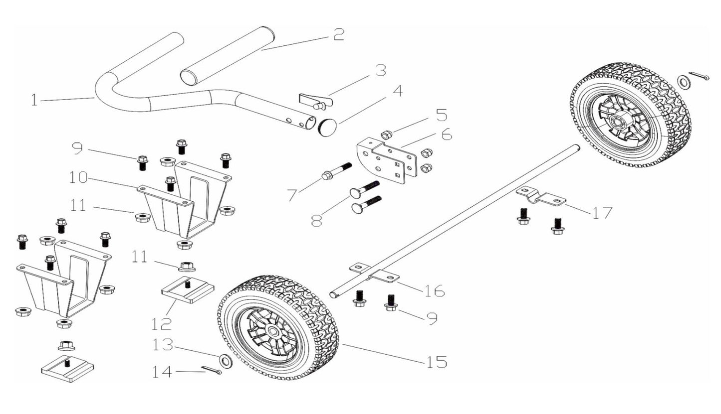 BE12000ER Generator Wheel Kit Assembly Parts by BE Power Equipment