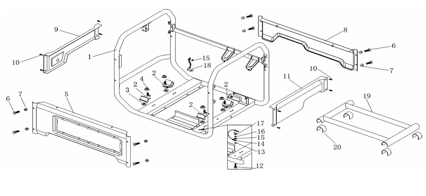 BE12000ER Generator Frame Assembly Parts by BE Power Equipment
