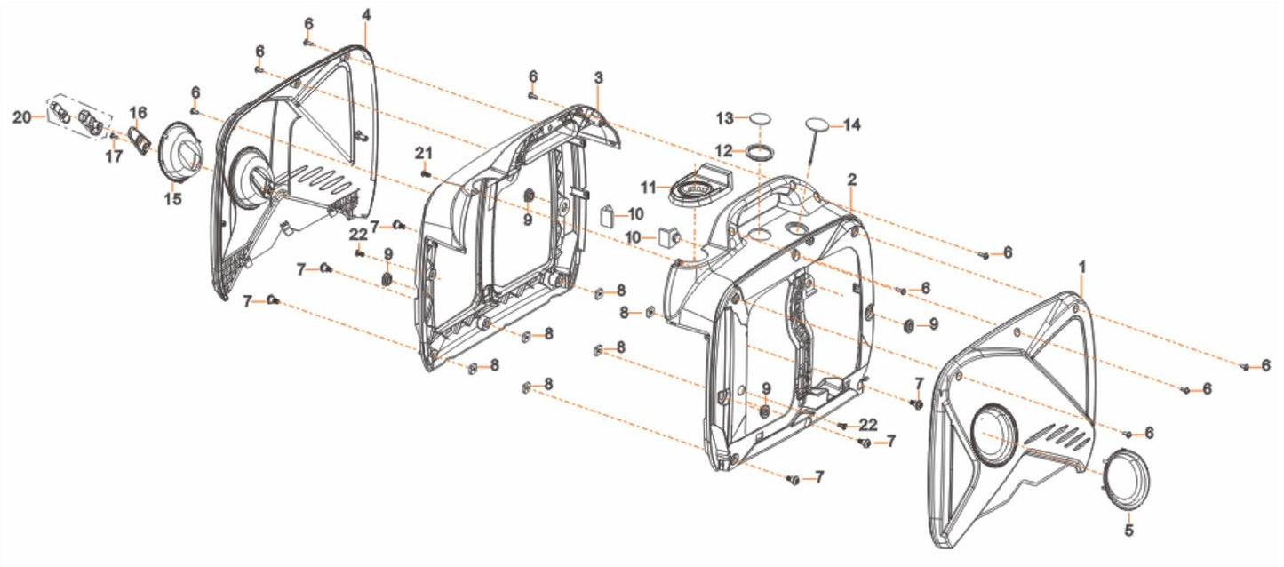 BEI2000L Inverter Generator Plastic Housing Assembly Parts by BE Power Equipment