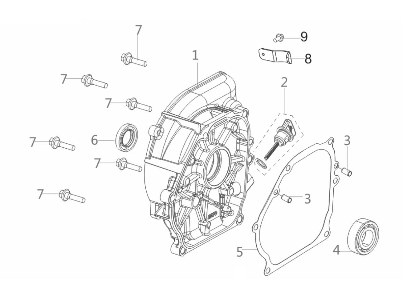 BE3500IP Inverter Generator Crank Case Cover Assembly Parts by BE Power Equipment