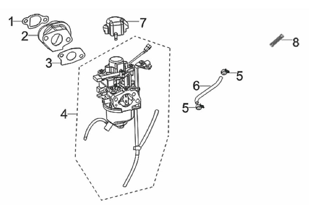 BE3600IE Inverter Generator Carburetor Assembly Parts by BE Power Equipment