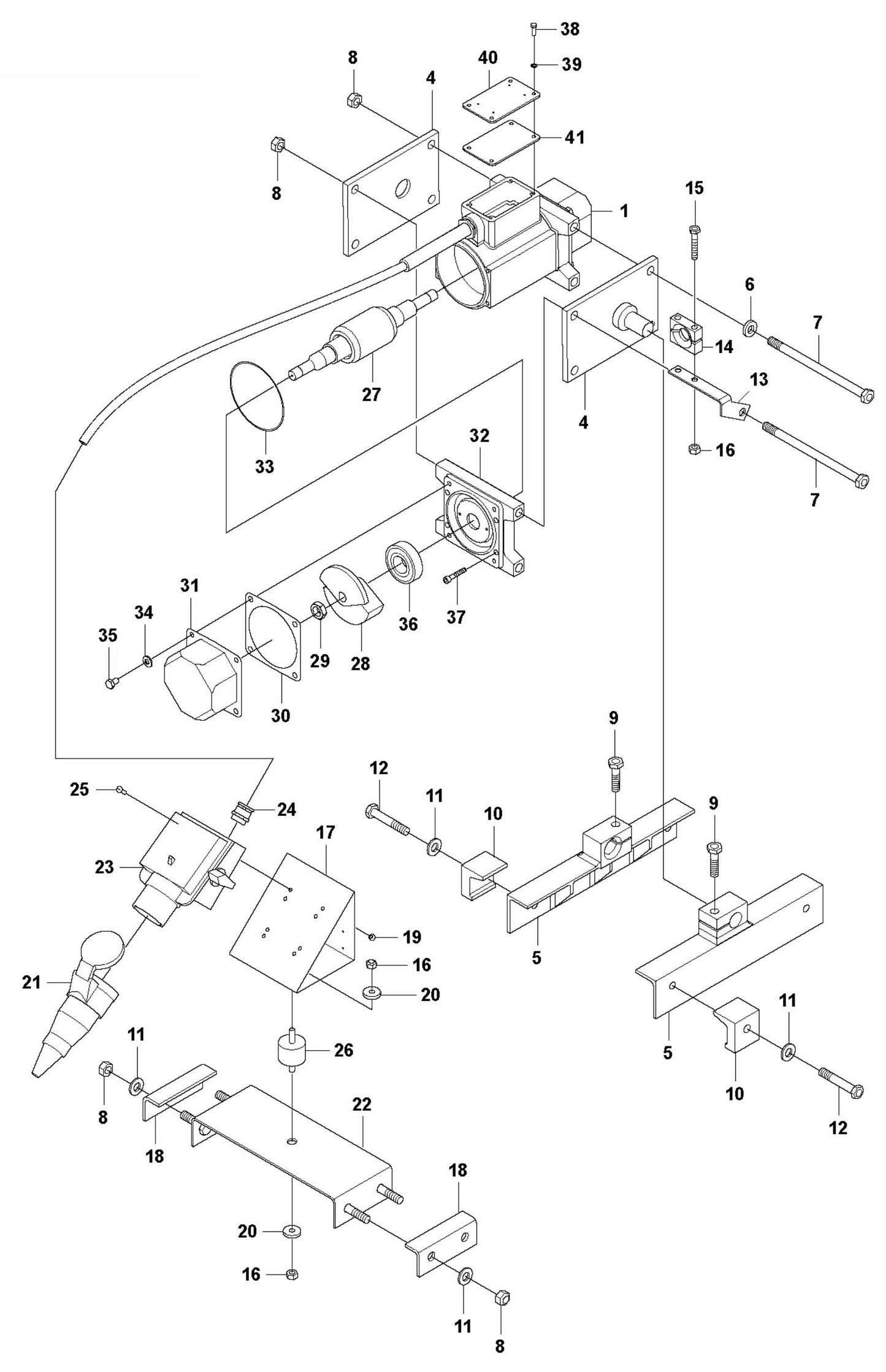 BE 20 Drive Unit Assembly Parts for Concrete Screed Parts by Husqvarna