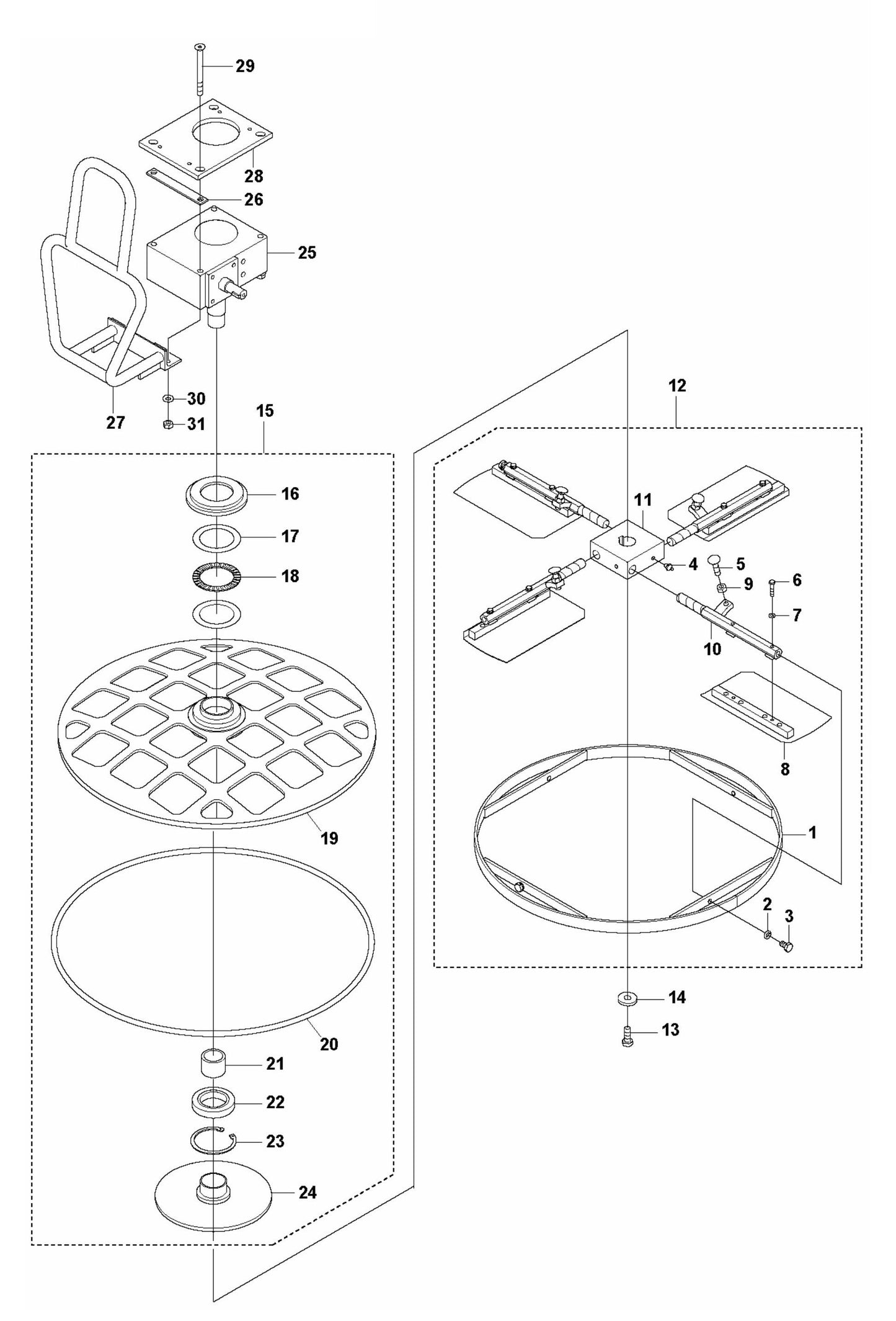 BG 245 Blade Assembly and Protective Ring Assembly Parts