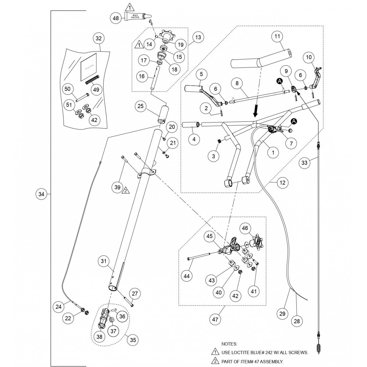 BH90C, BH11C, BS90C Standard Handle Assembly Parts