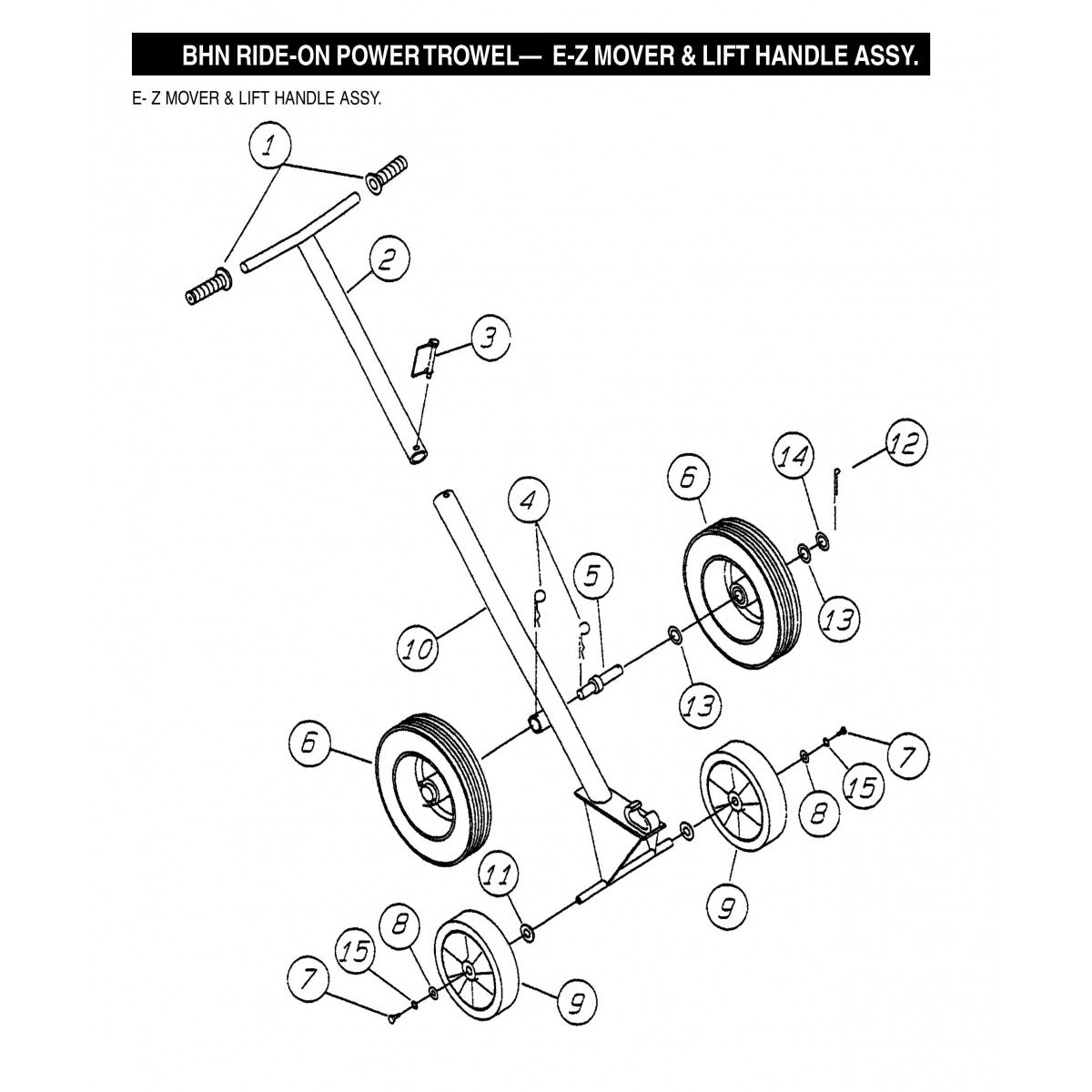 BHN Ride On Power Trowel-E-Z Mover and Lift Handle Assembly Parts by Multiquip Whiteman