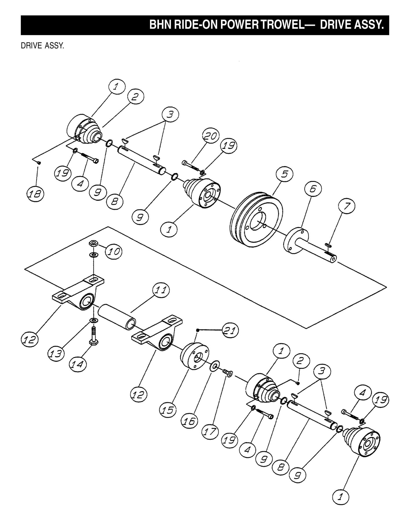 BHN Ride-on Power Trowel-Drive Assembly