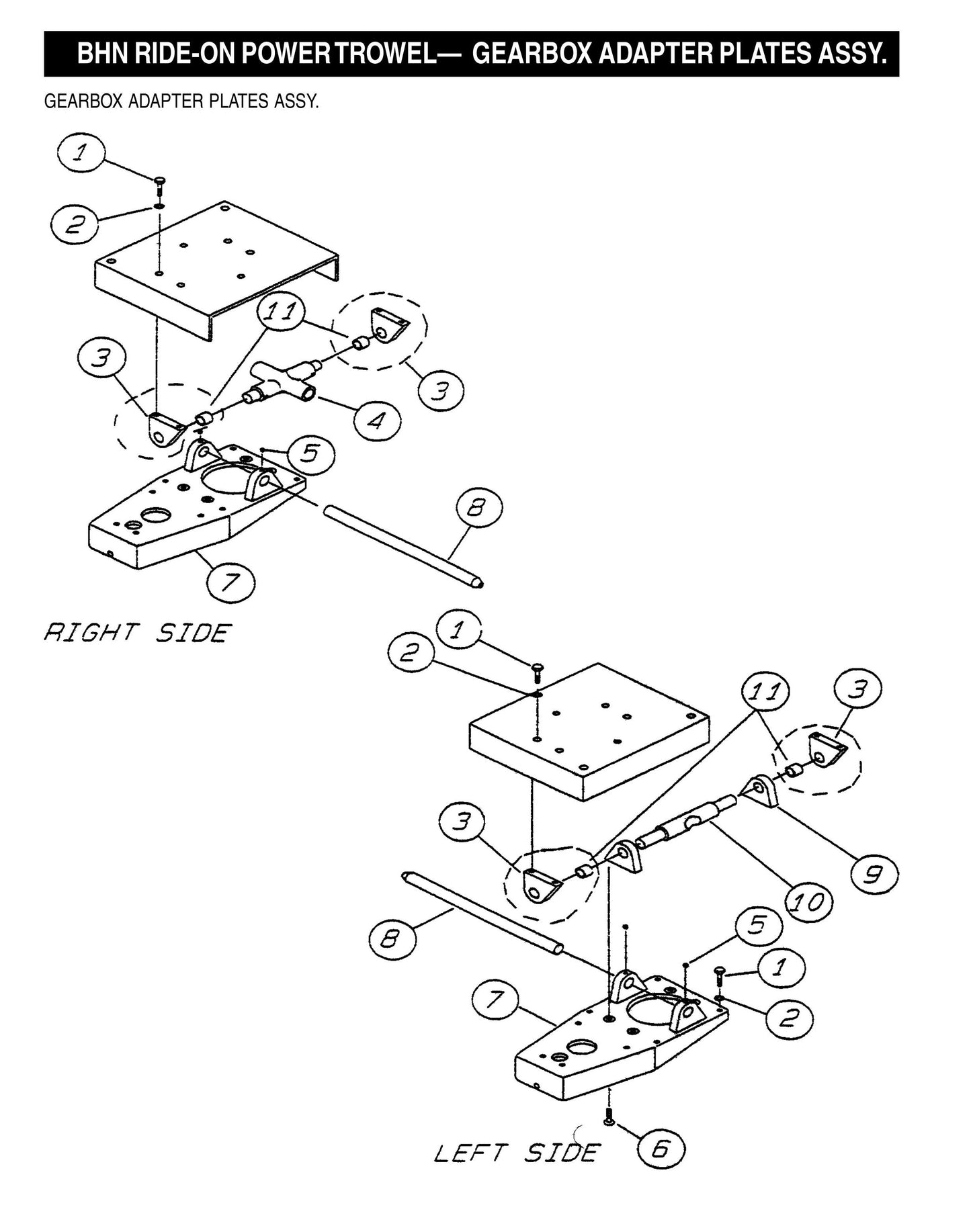BHN Ride-on Power Trowel-Gearbox Adapter Plates Assembly