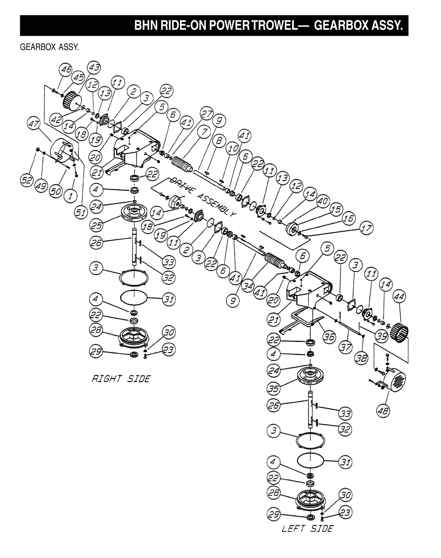 BHN Ride-on Power Trowel-Gearbox Assembly (Fig 1)