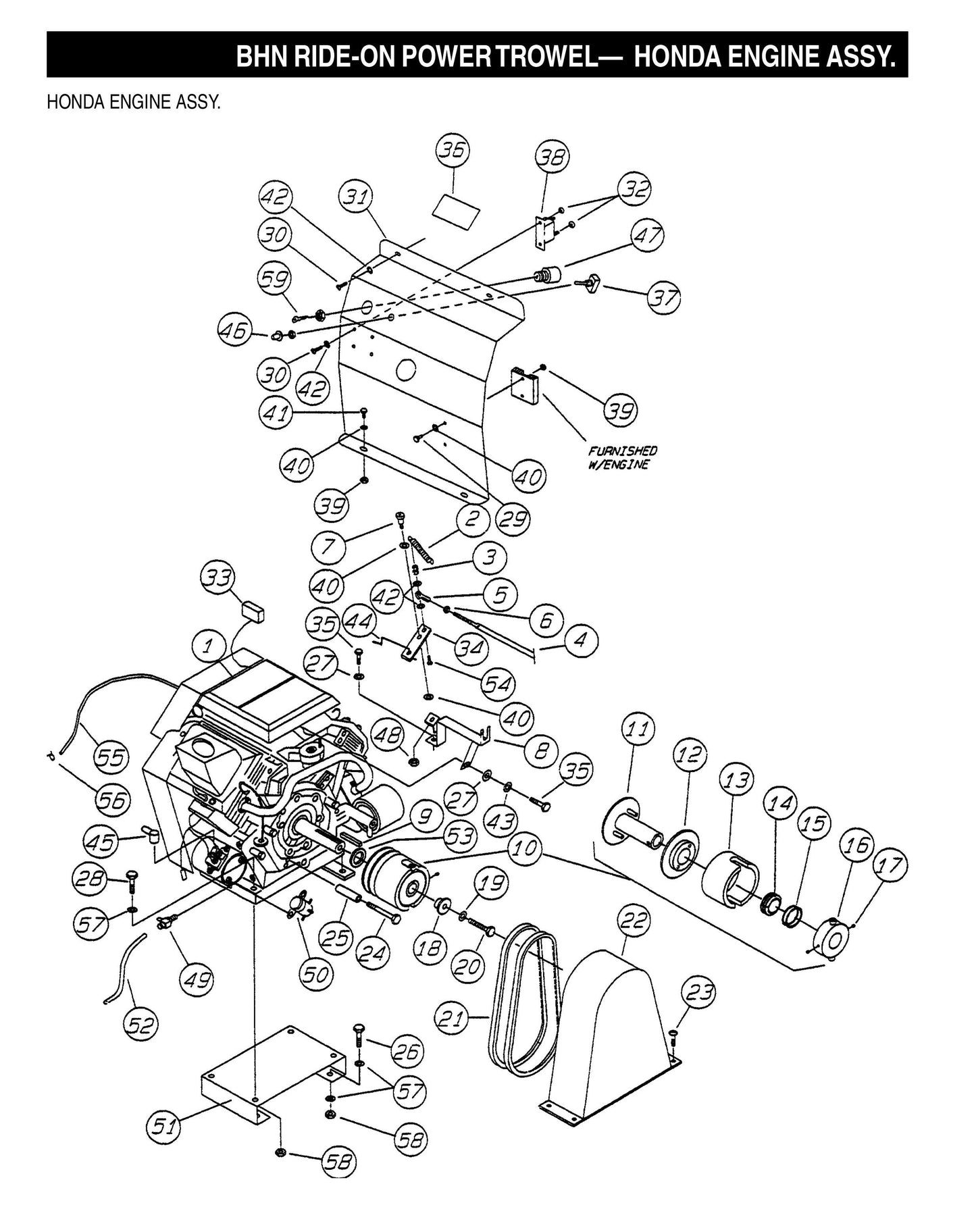 BHN Ride-on Power Trowel-Honda Engine Assembly (Fig 1)