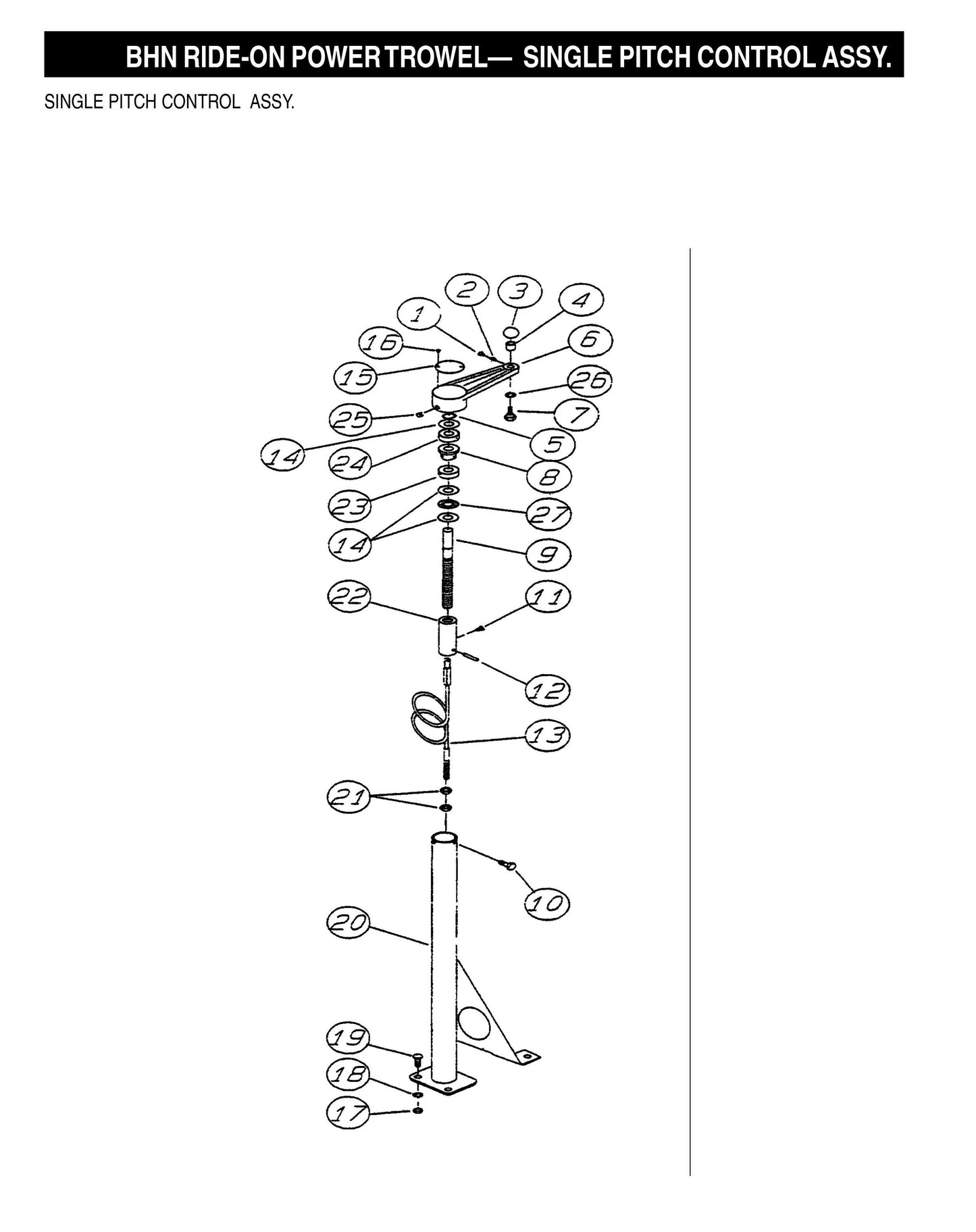 BHN Ride-on Power Trowel-Single Pitch Control Assembly