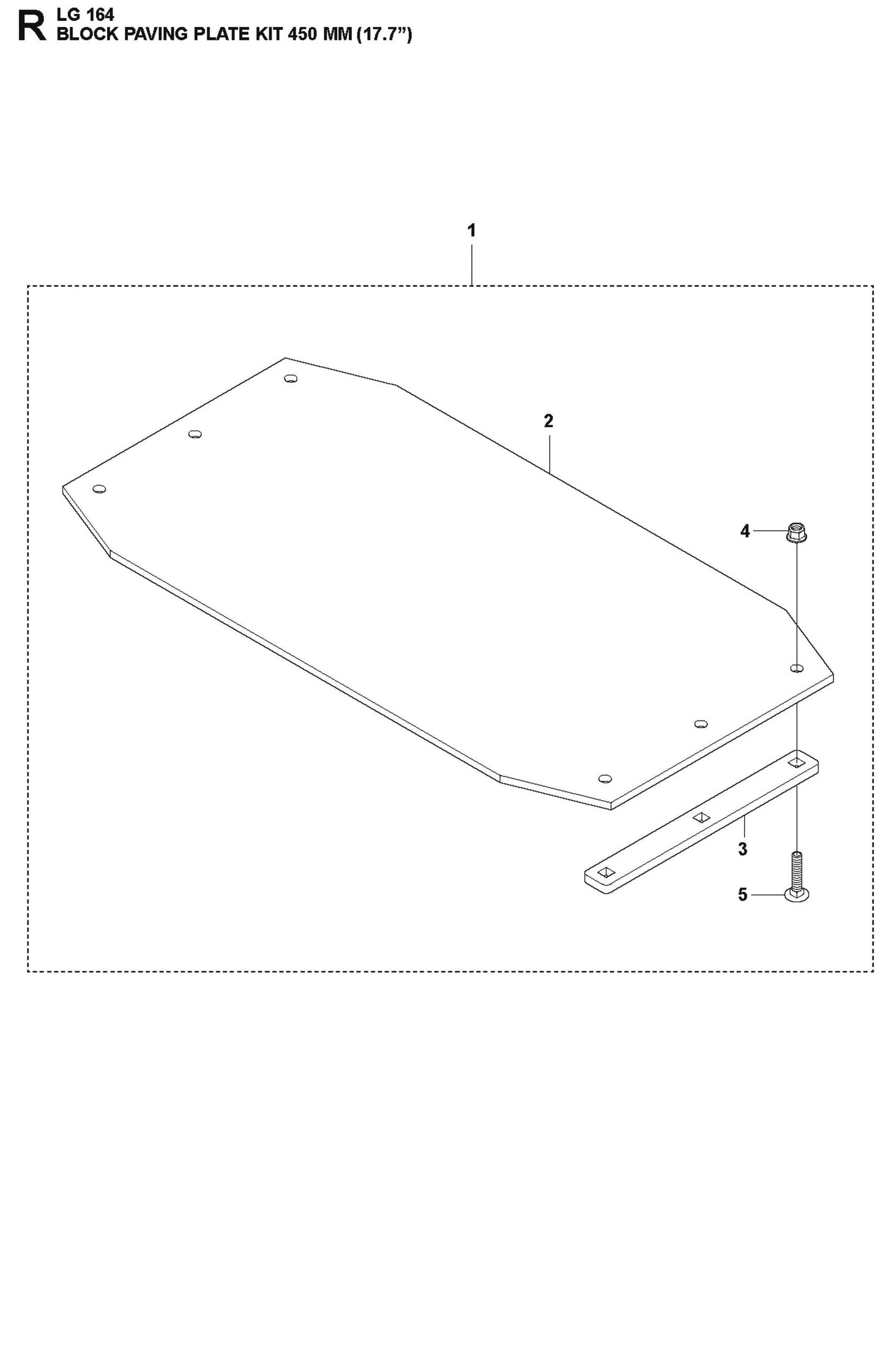 Block Paving Plate Kit 450 MM (17.7") Parts For LG 164 Diesel By Husqvarna