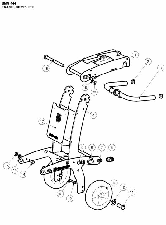 BMG 444 Frame, Complete Assembly Parts
