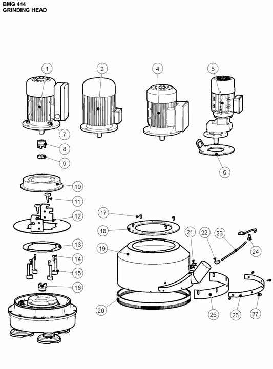 BMG 444 Grinding Head Assembly Parts