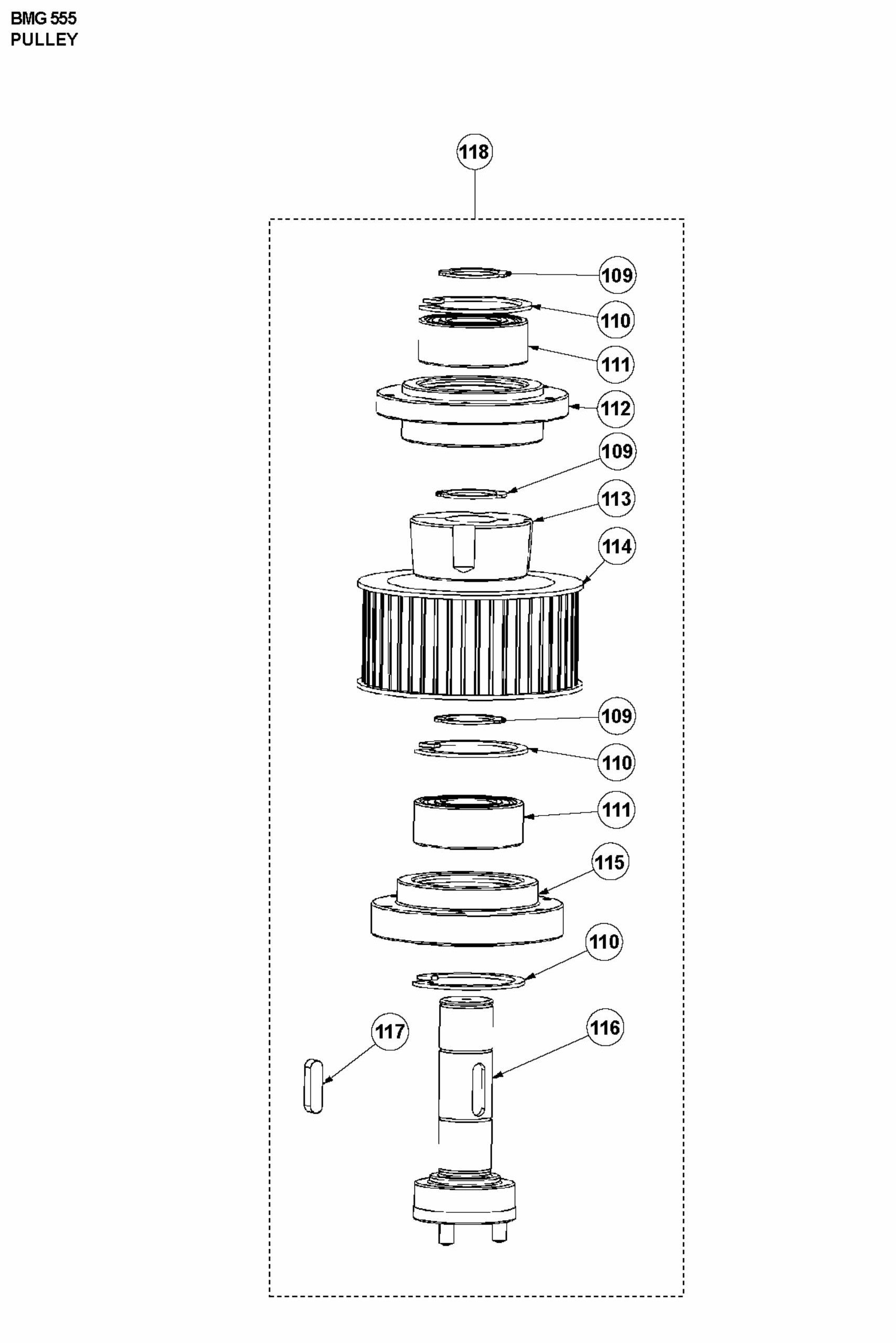 BMG 555 Pulley Assembly Parts