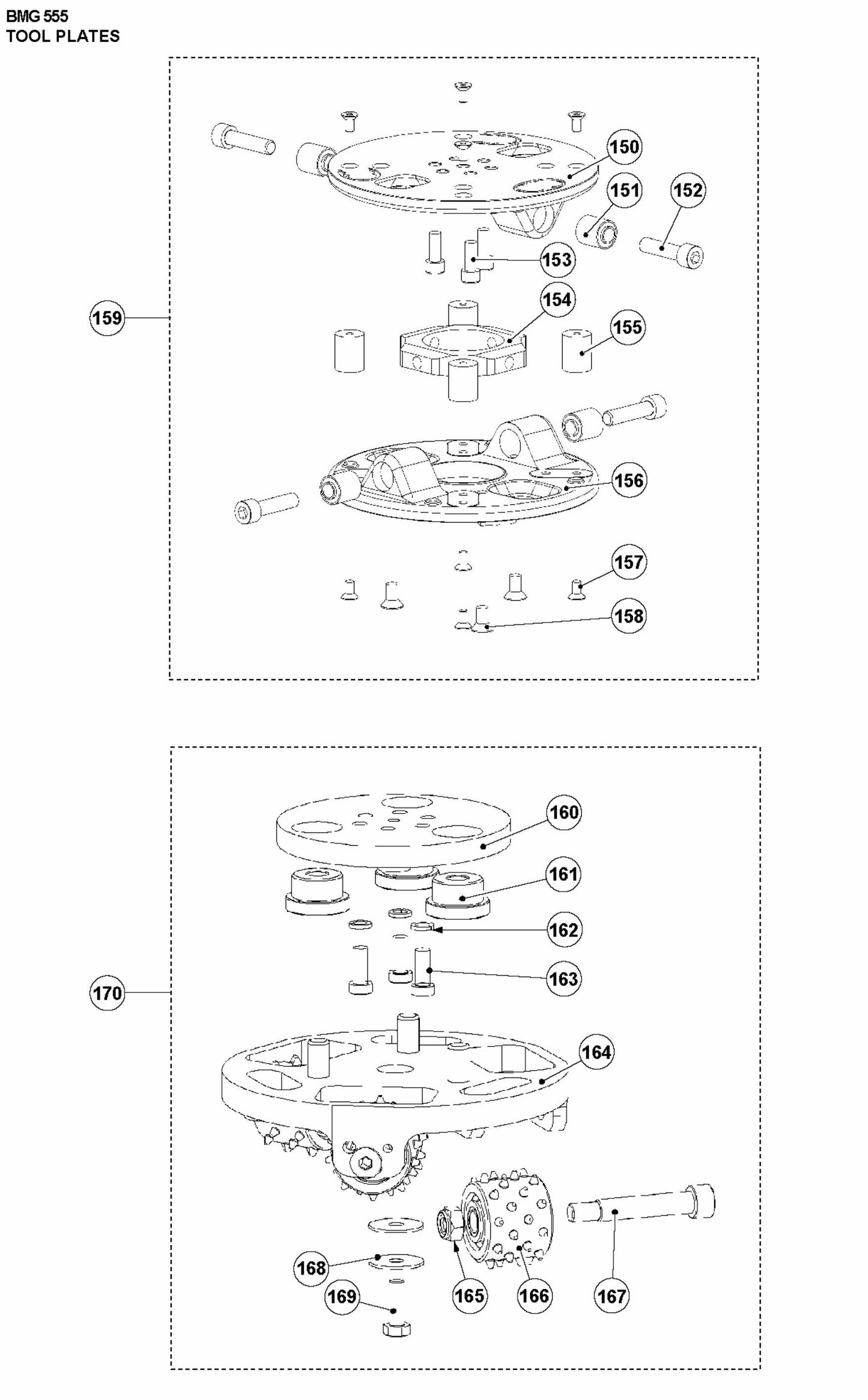 BMG 555 Tool Plates Assembly Parts