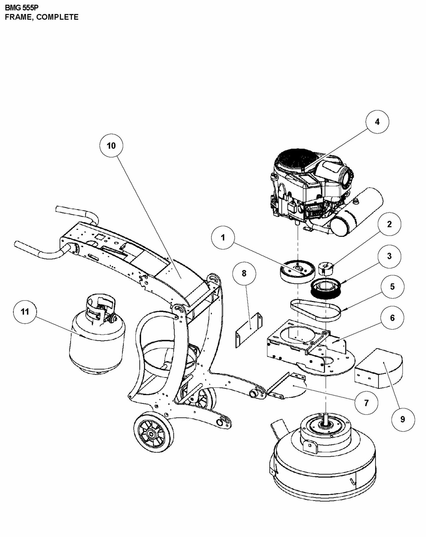 BMG555 P Frame, Complete Assembly Parts