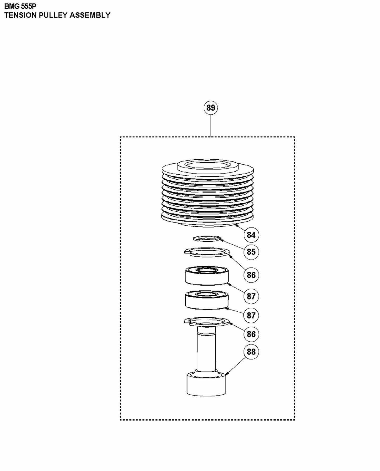 BMG555 P Tension Pulley Assembly-1 Parts