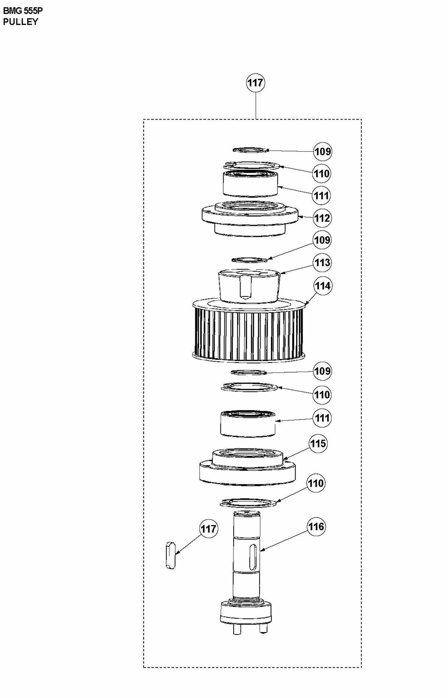 BMG555 P Pulley Assembly Parts