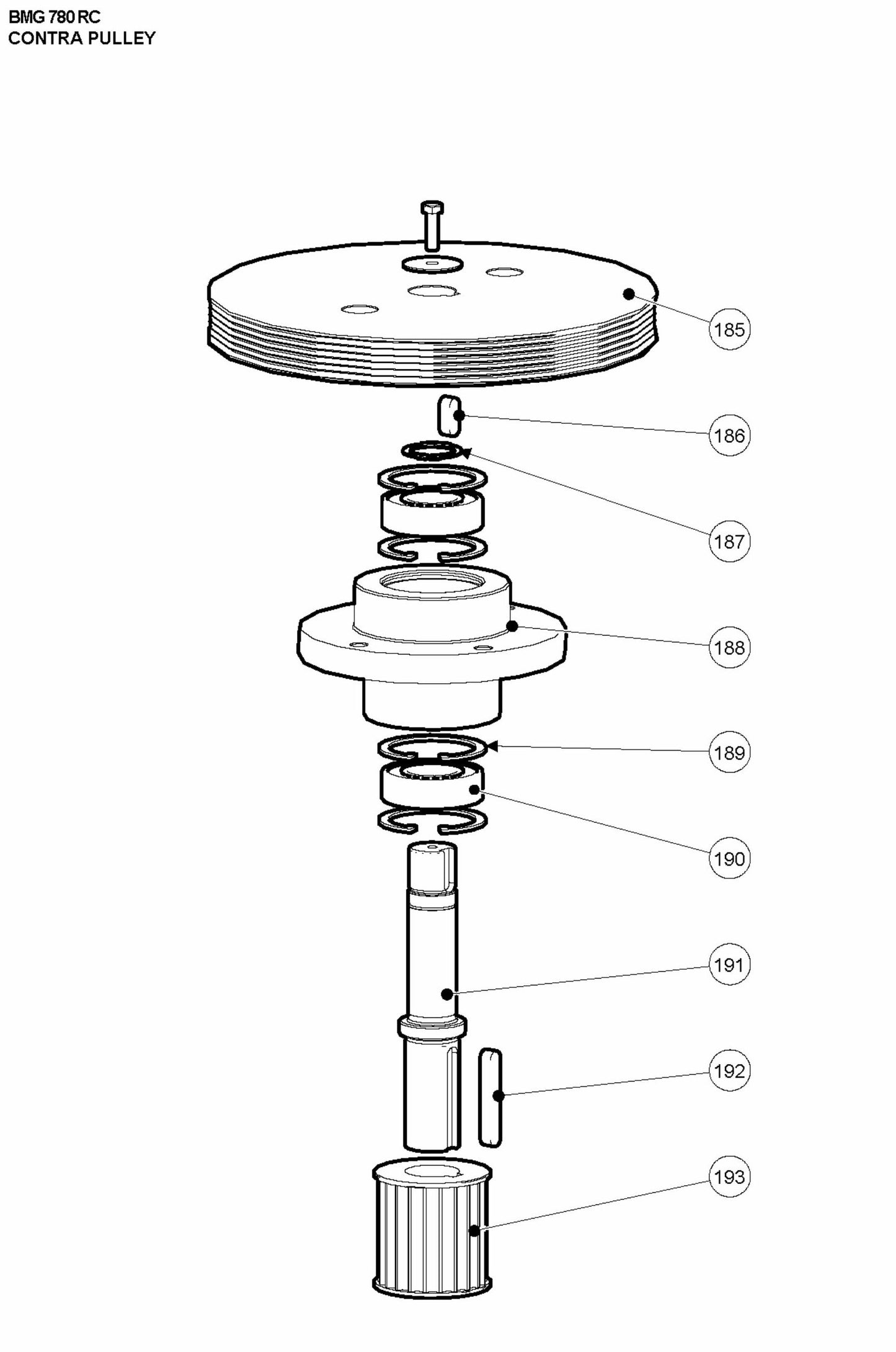 BMG 780 RC Contra Pulley Assembly Parts