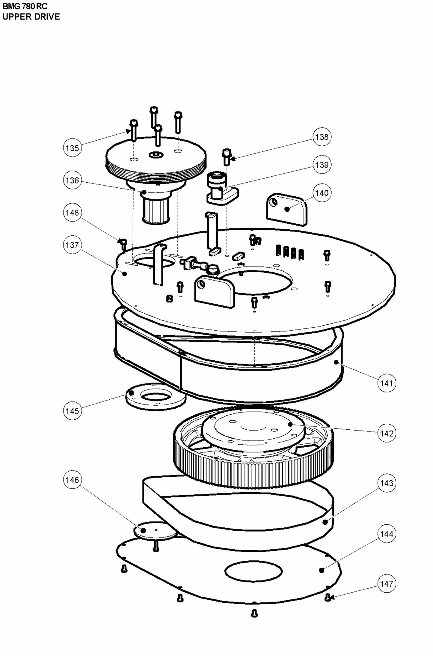 BMG 780 RC Upper Drive Assembly Parts