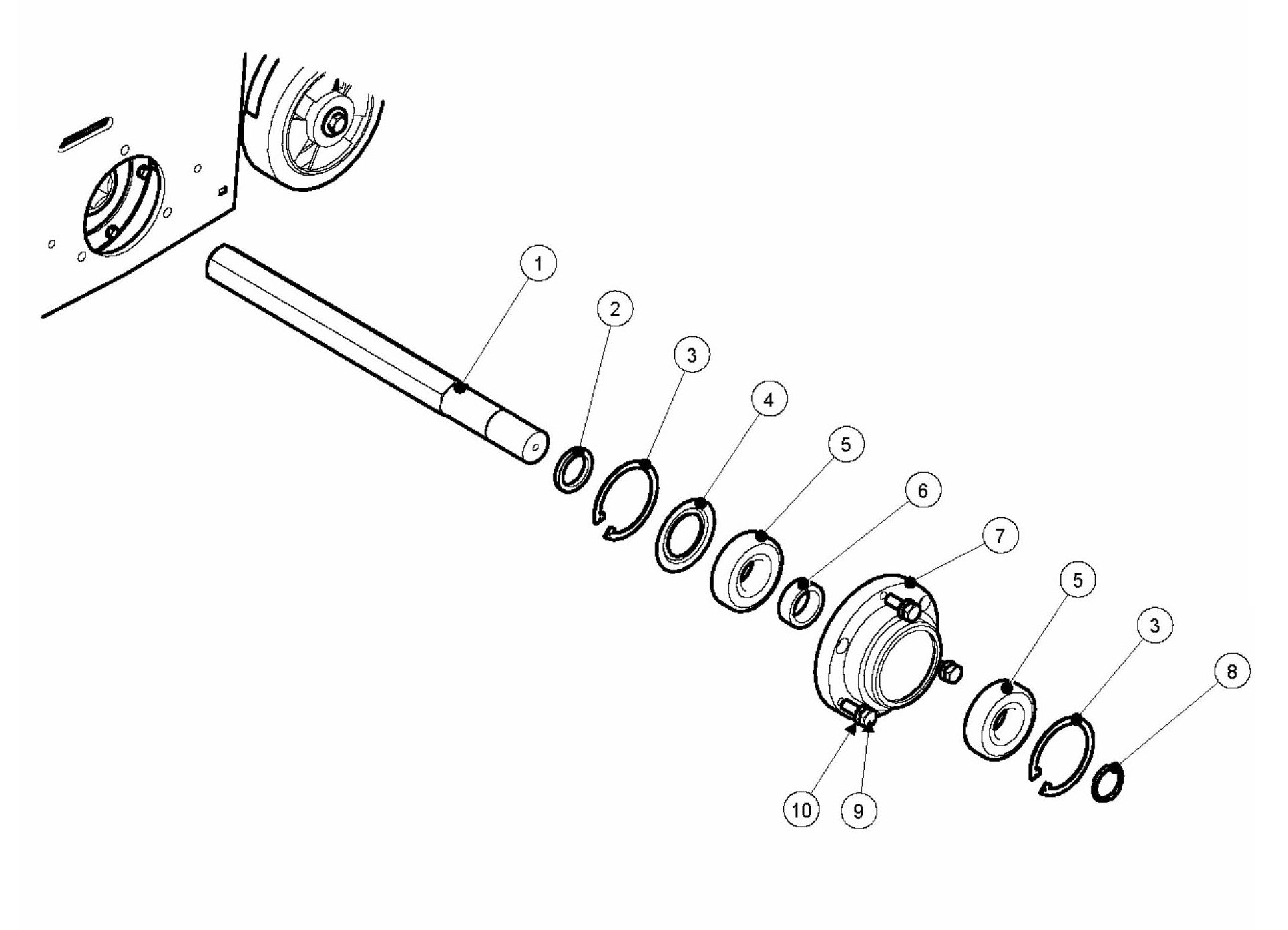 BMP265 Petrol Left Bearing Unit, Complete Assembly Parts