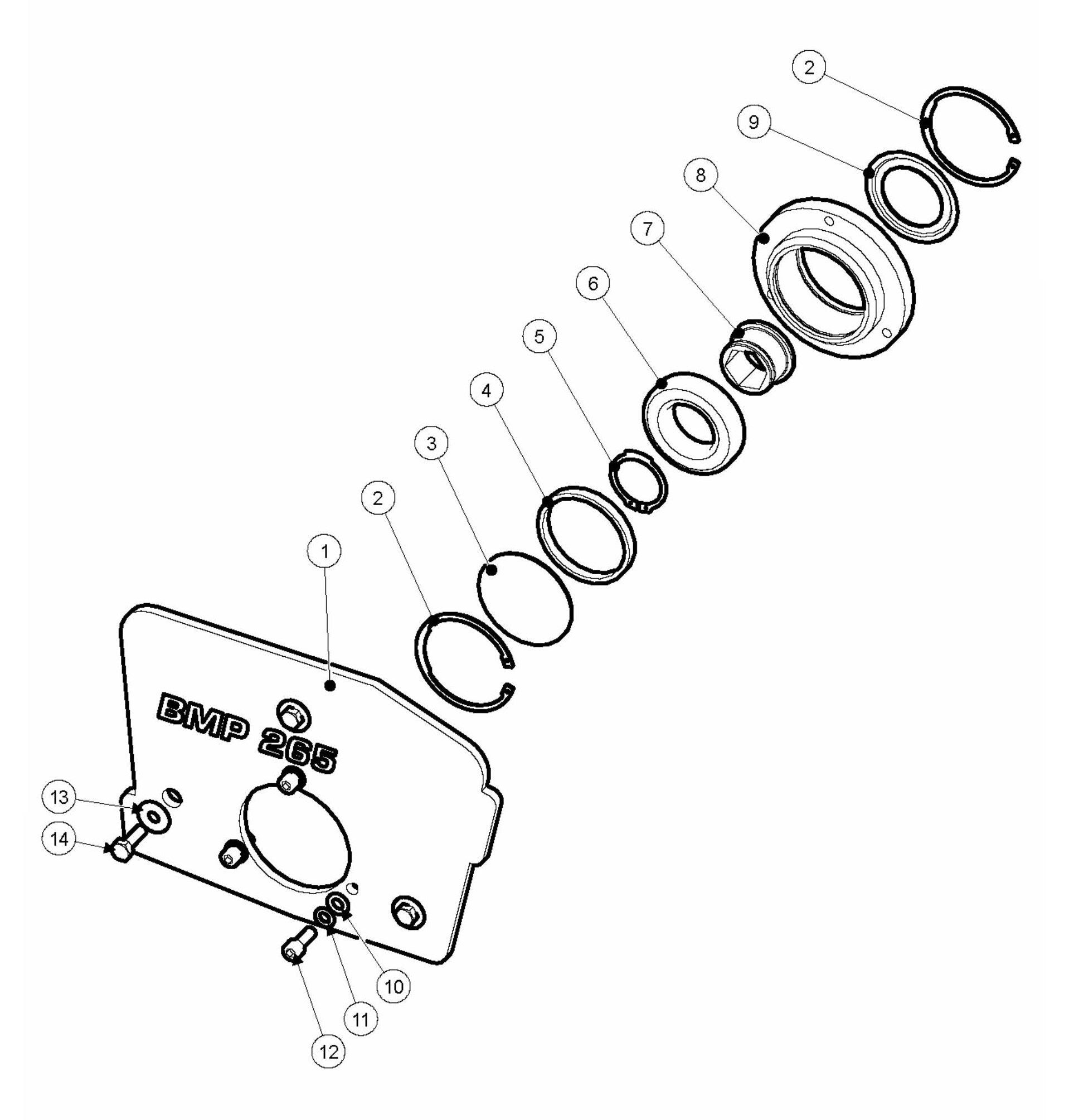 BMP 265 Side Plate and Bearing Unit Assembly Parts