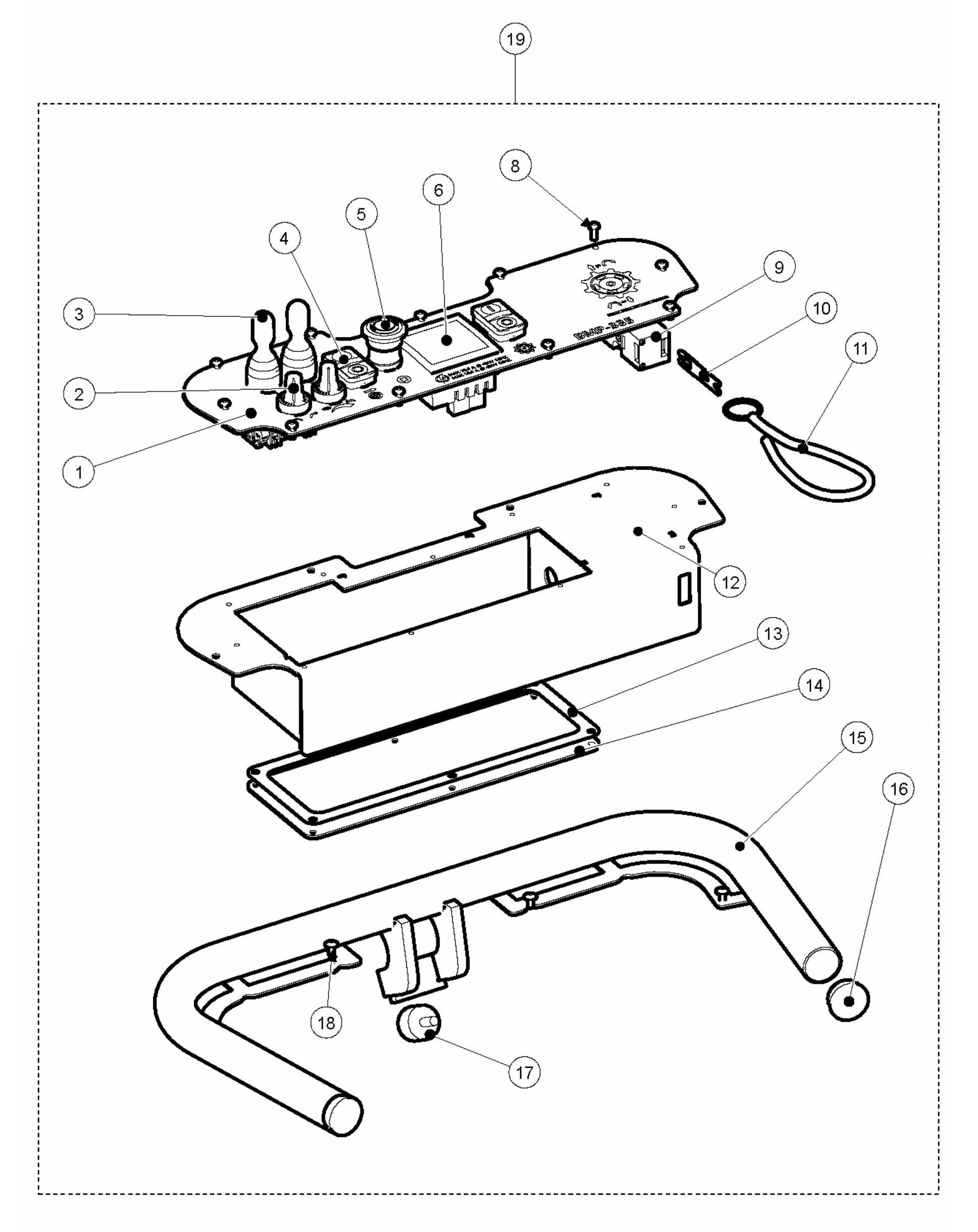 BMP 335 Steer Handle, Complete Assembly Parts
