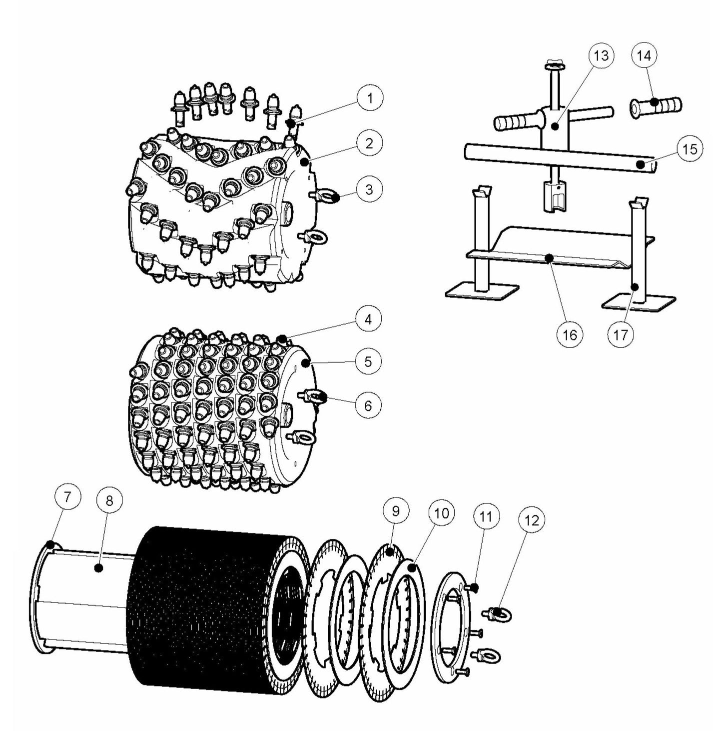 BMP 4000RC Drums Assembly Parts by Husqvarna