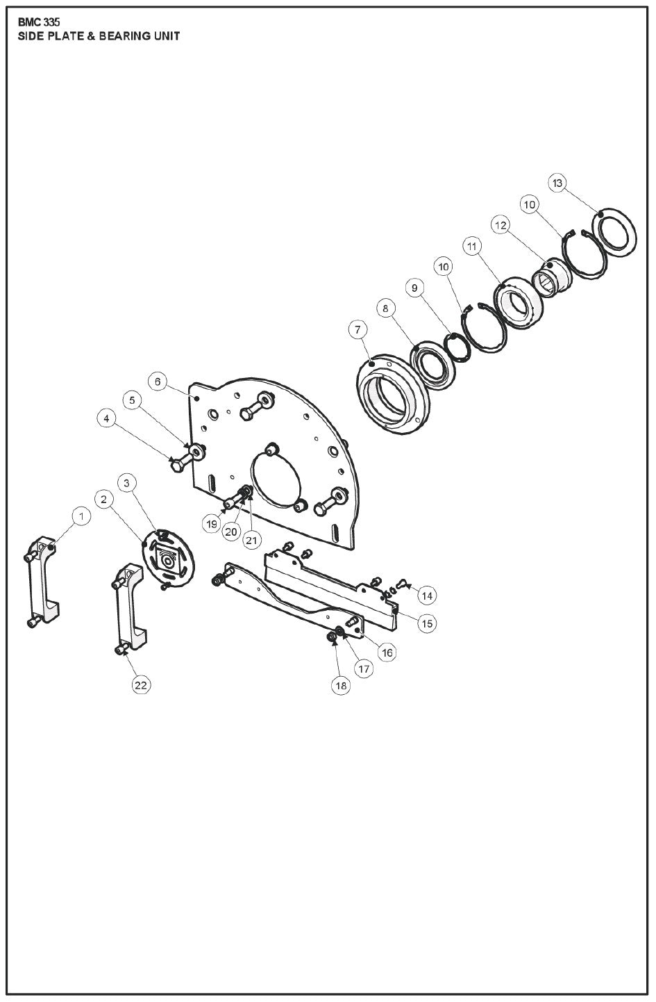 Side Plate And Bearing Unit Parts For BMP 335 By Husqvarna