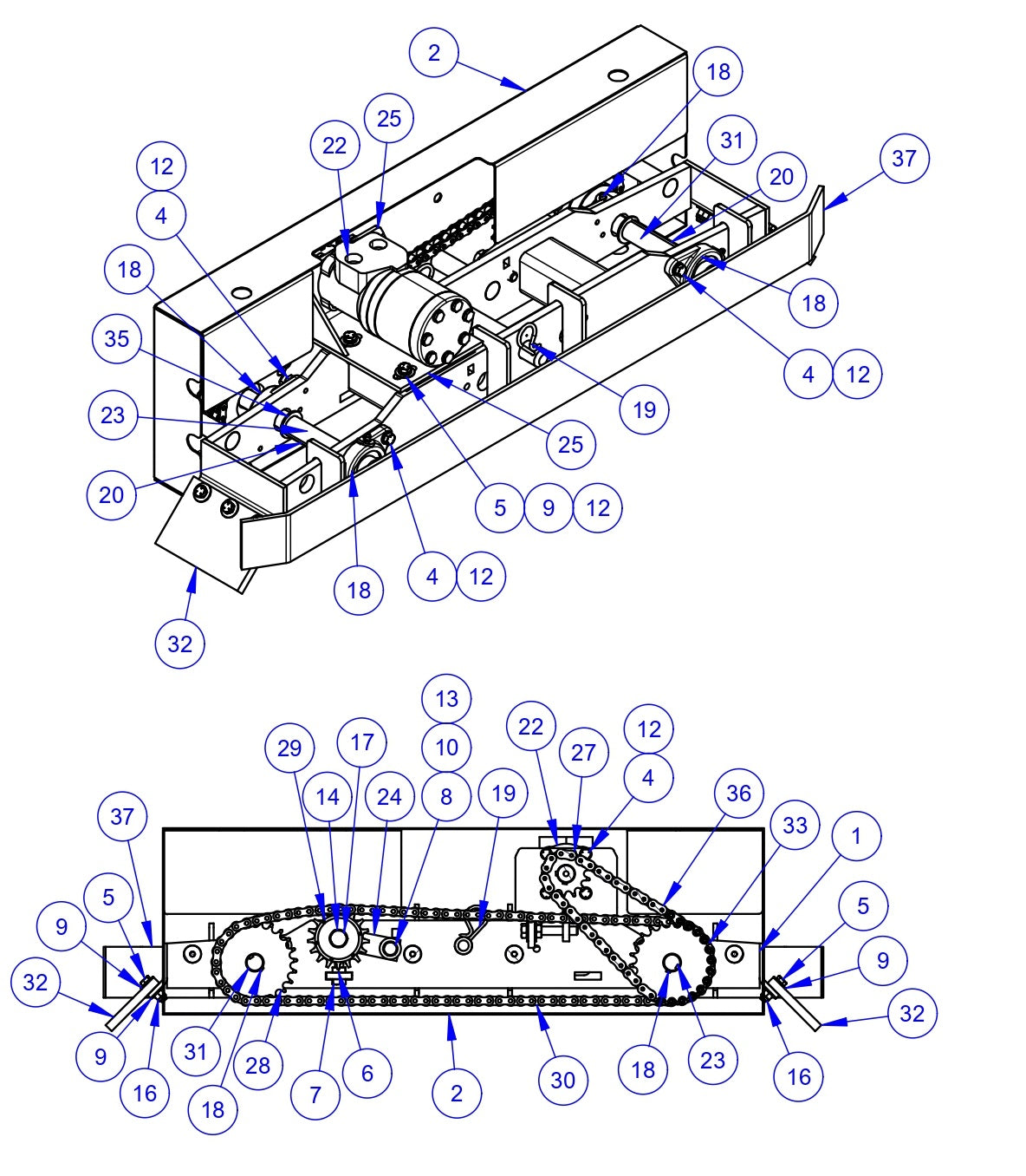VLP2424 Bogie Assembly, 24" Driver, LH (Flange) Assembly Parts by Allen Engineering