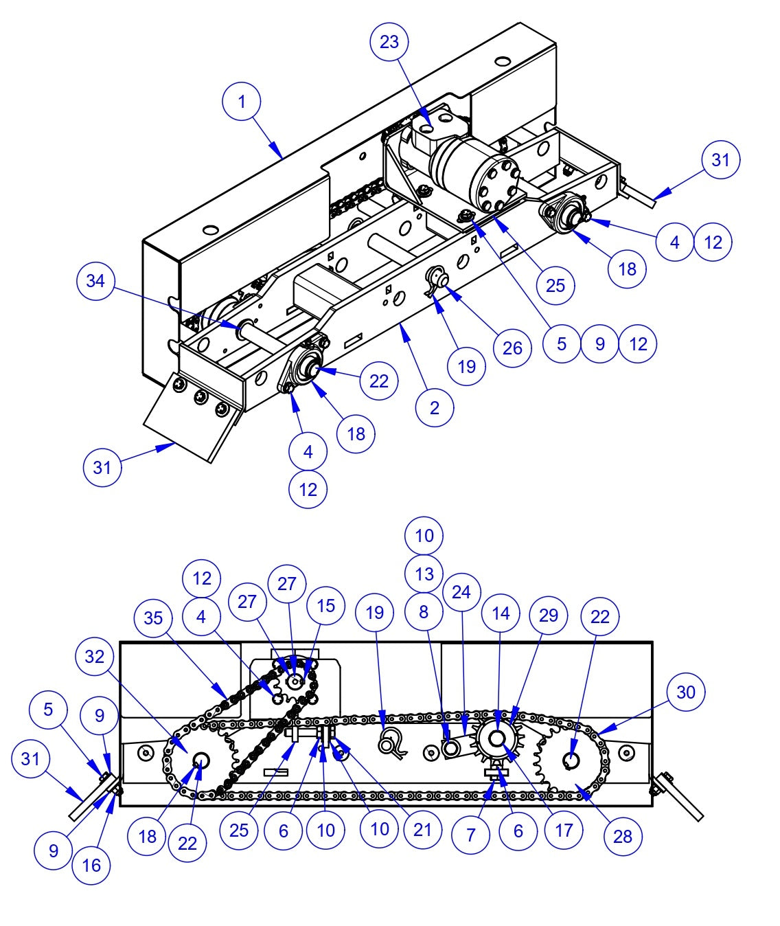 VLP2424 Bogie Assembly, 24" Driver, RH (Flange) Assembly Parts by Allen Engineering