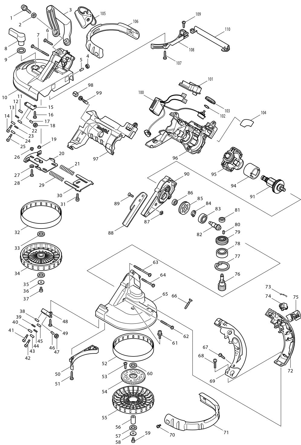 BPB180Z Band Saw Assembly Parts by Makita