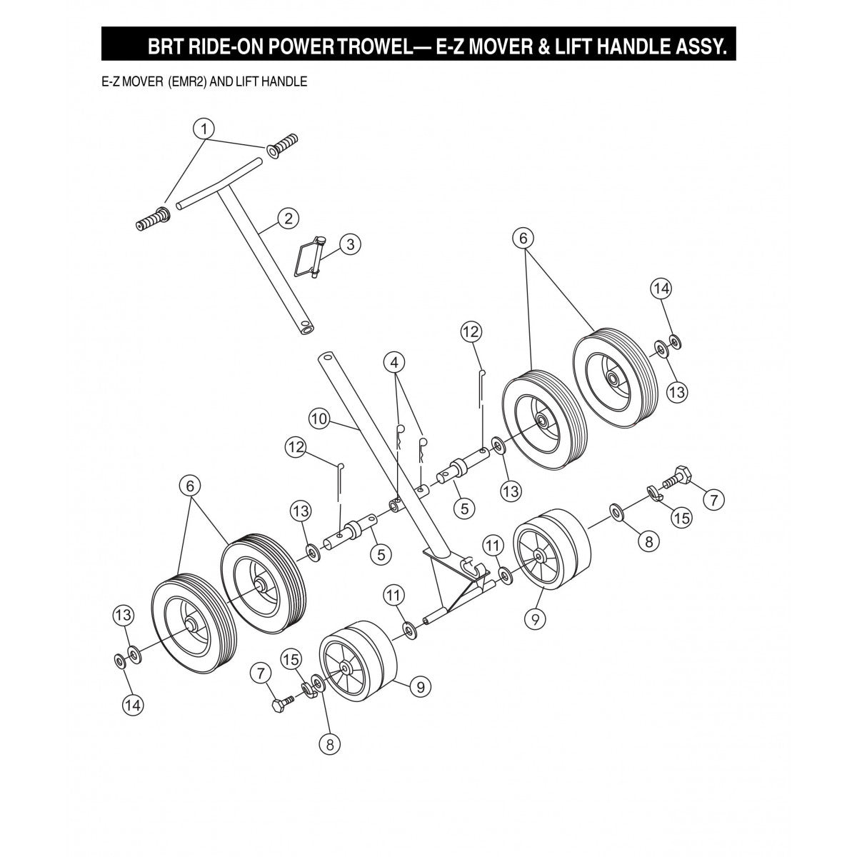 BRT Ride On Power Trowel-E-Z Mover and Lift Handle Assembly Parts by Multiquip Whiteman