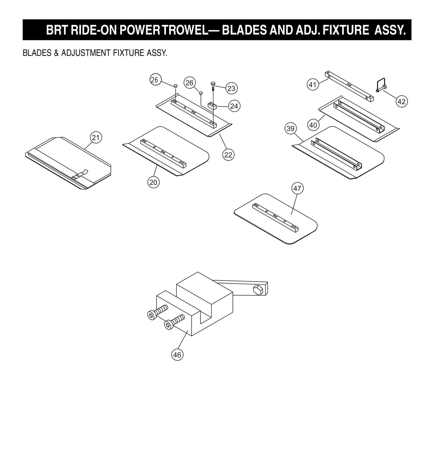 BRT Ride-On Power Trowel-Blades and ADJ. Fixture Assembly