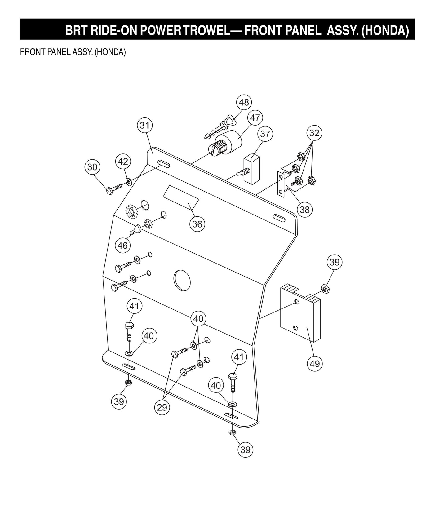 BRT Ride-On Power Trowel-Front Panel Assembly (Honda)