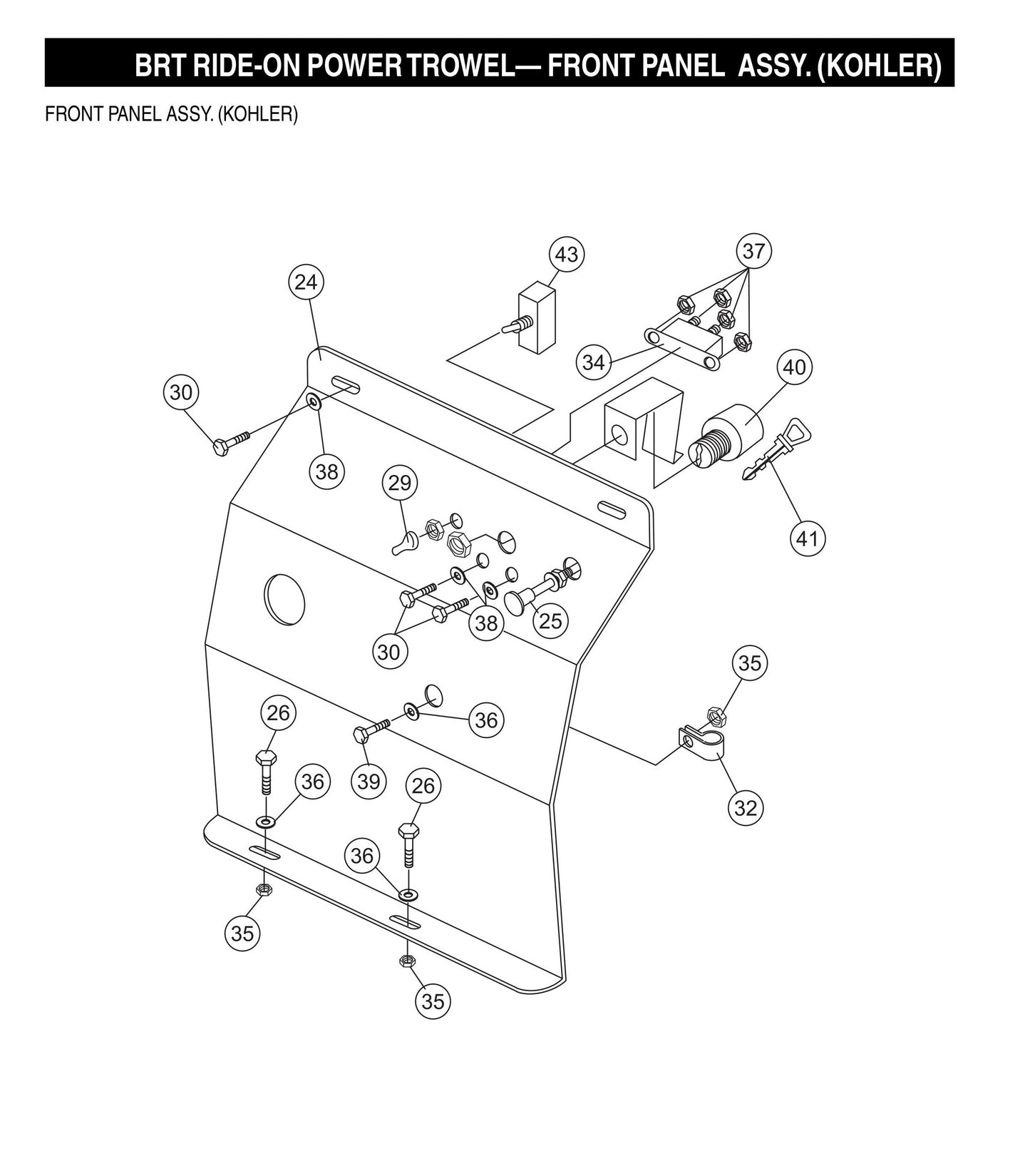 BRT Ride-On Power Trowel-Front Panel Assembly (Kohler)