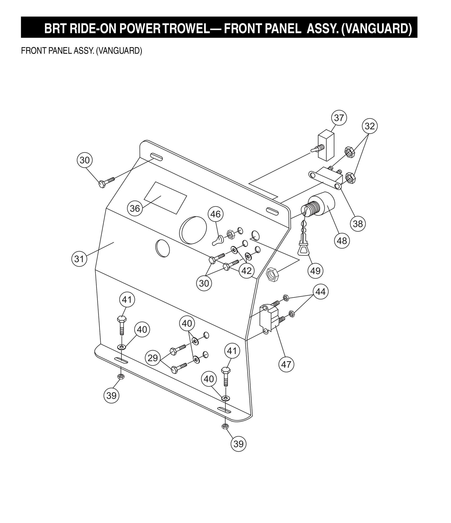 BRT Ride-On Power Trowel-Front Panel Assembly (Vanguard)