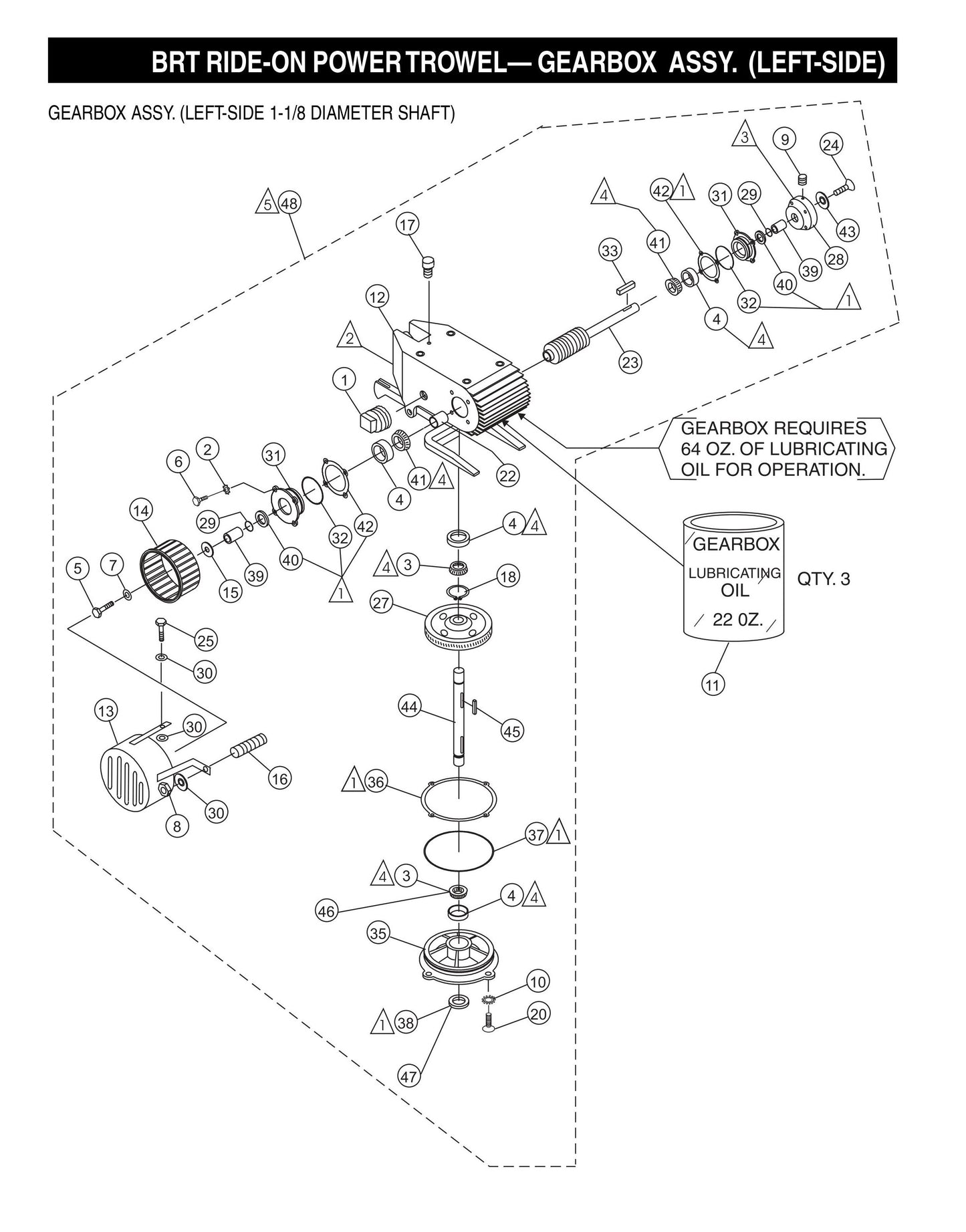 BRT Ride-On Power Trowel-Gearbox Assembly (Left-Side)