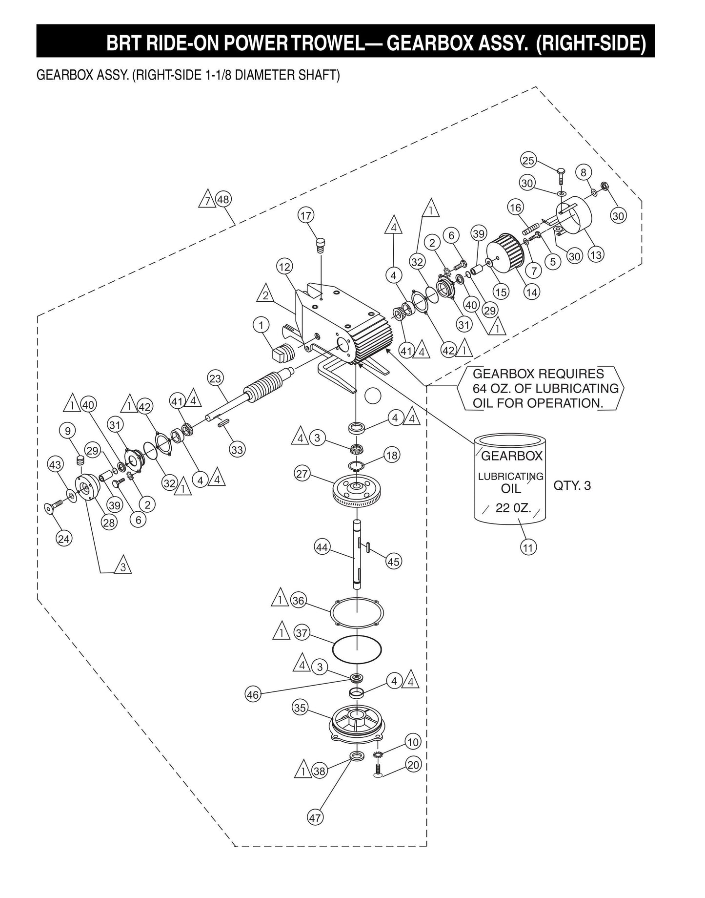 BRT Ride-On Power Trowel-Gearbox Assembly (Right-Side)