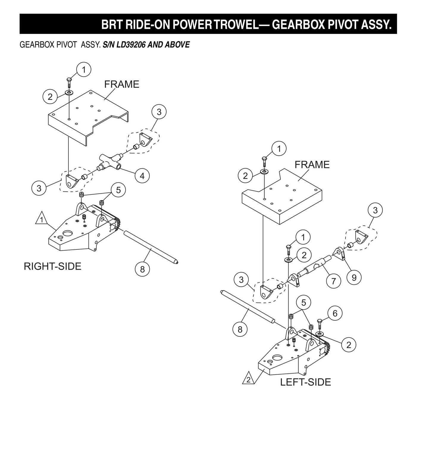 BRT Ride-On Power Trowel-Gearbox Pivot Assembly