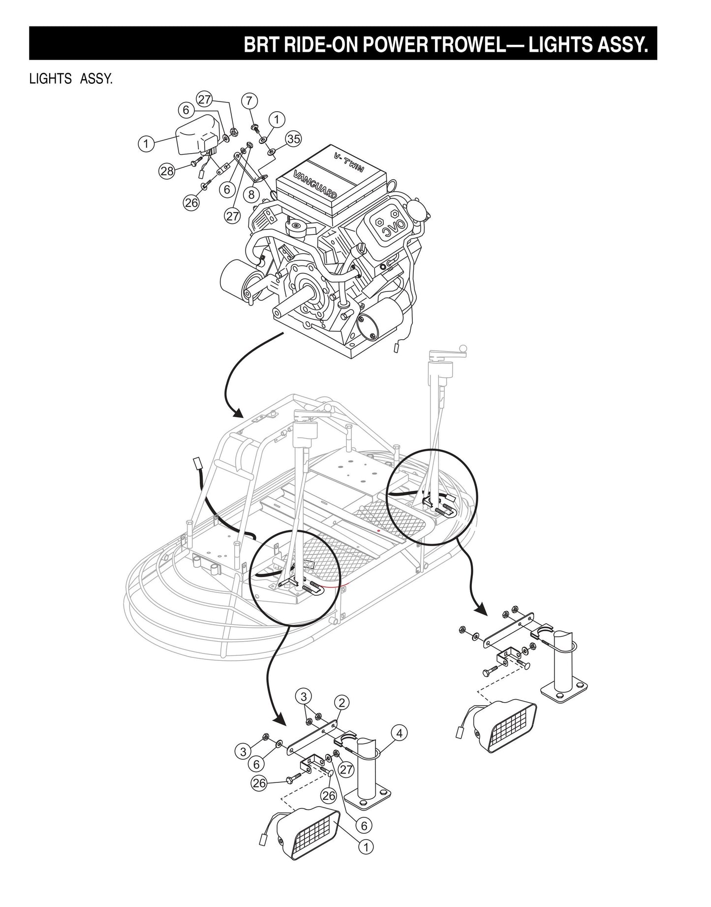BRT Ride-On Power Trowel-Lights Assembly