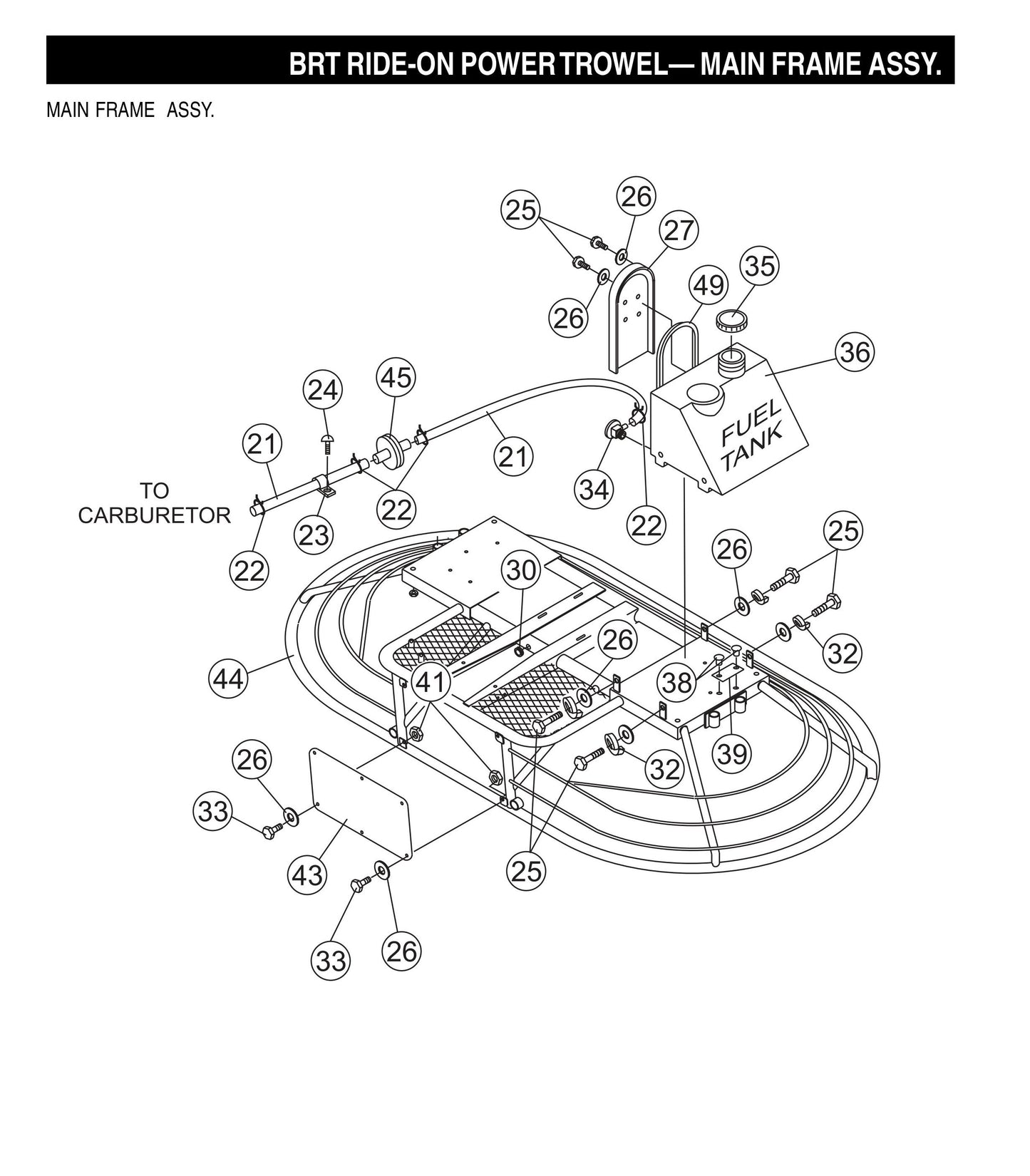 BRT Ride-On Power Trowel-Main Frame Assembly