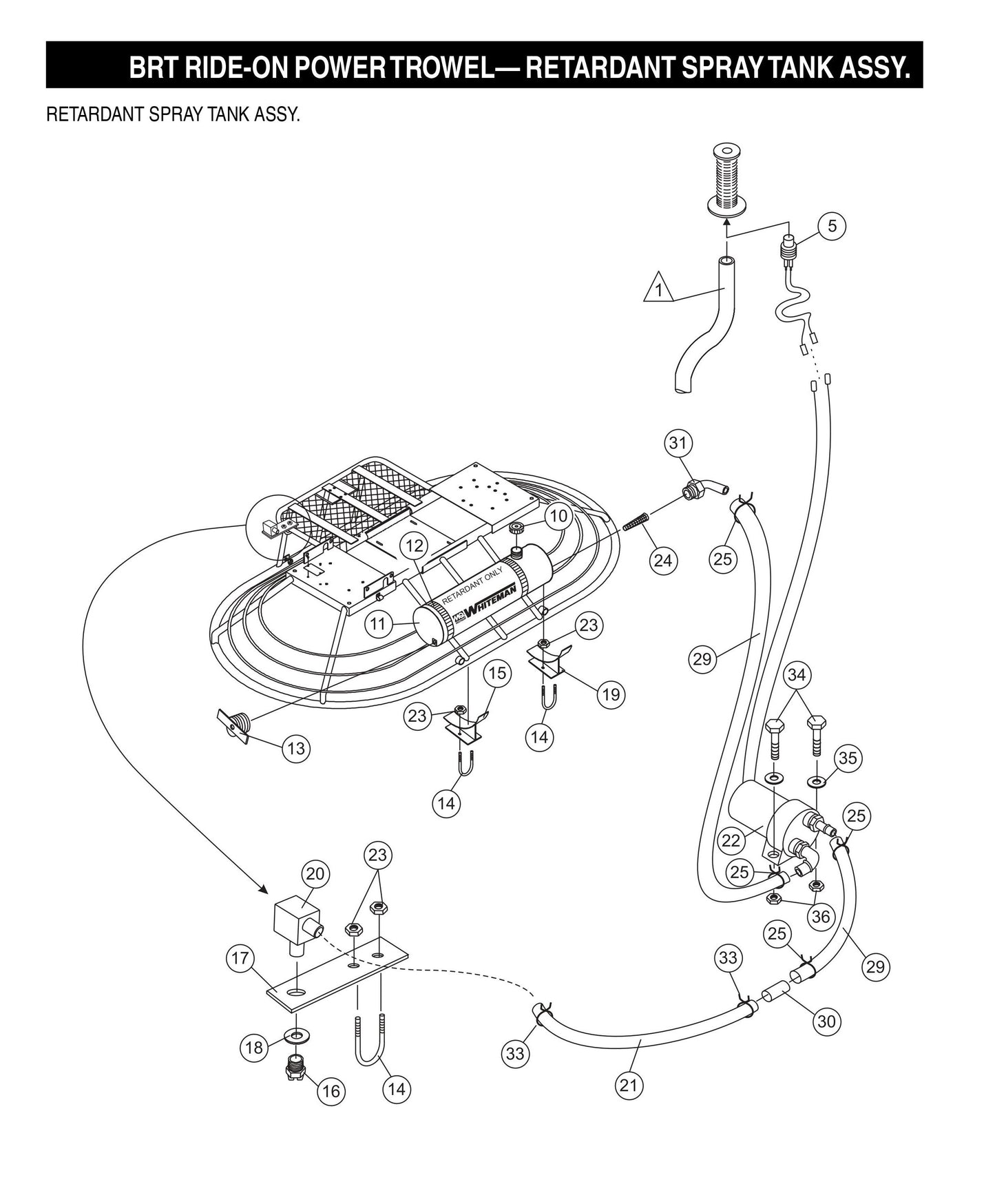 BRT Ride-On Power Trowel-Retardant Spray Tank Assembly