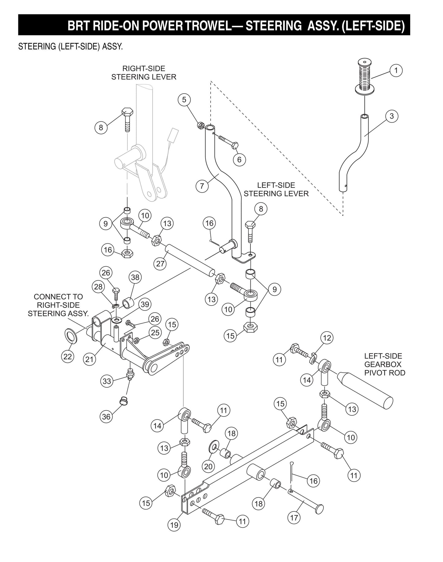 BRT Ride-On Power Trowel-Steering Assembly (Left-Side)
