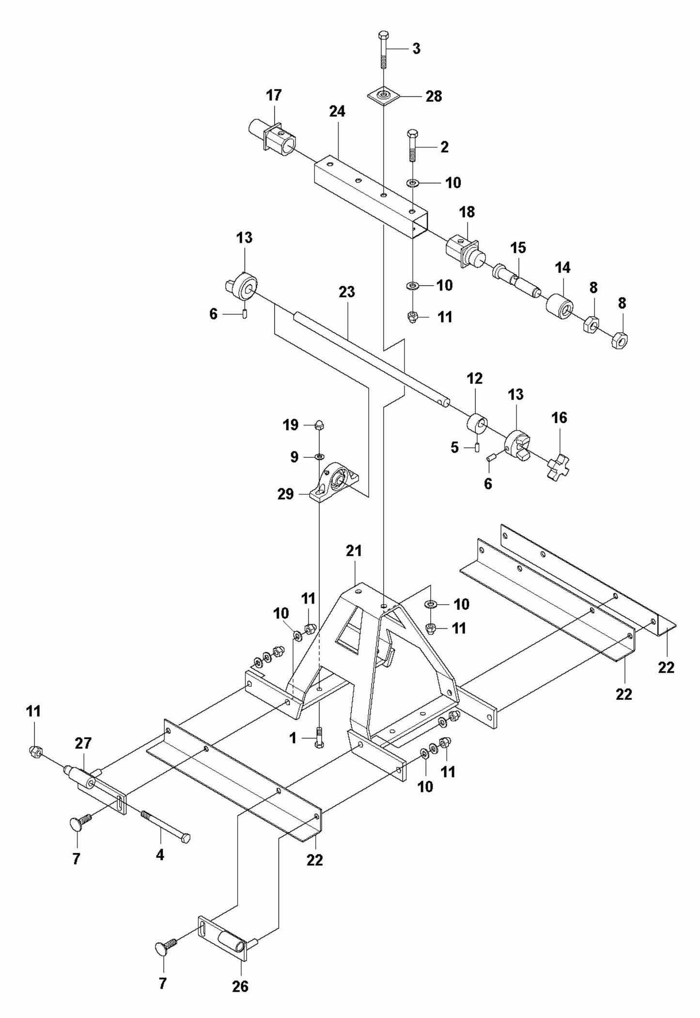 BT 90 Screed Sections 0.5M-Electric/Petrol Assembly Parts
