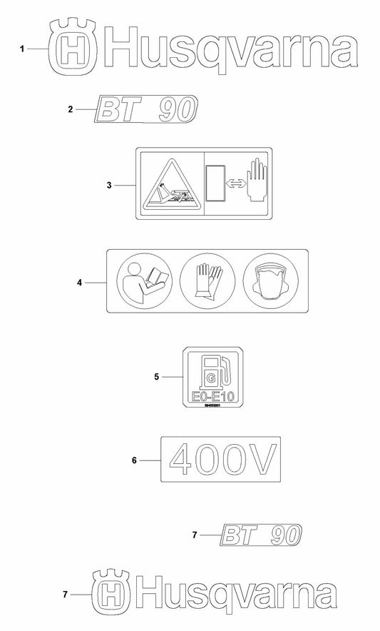 BT 90 Decals Assembly Parts