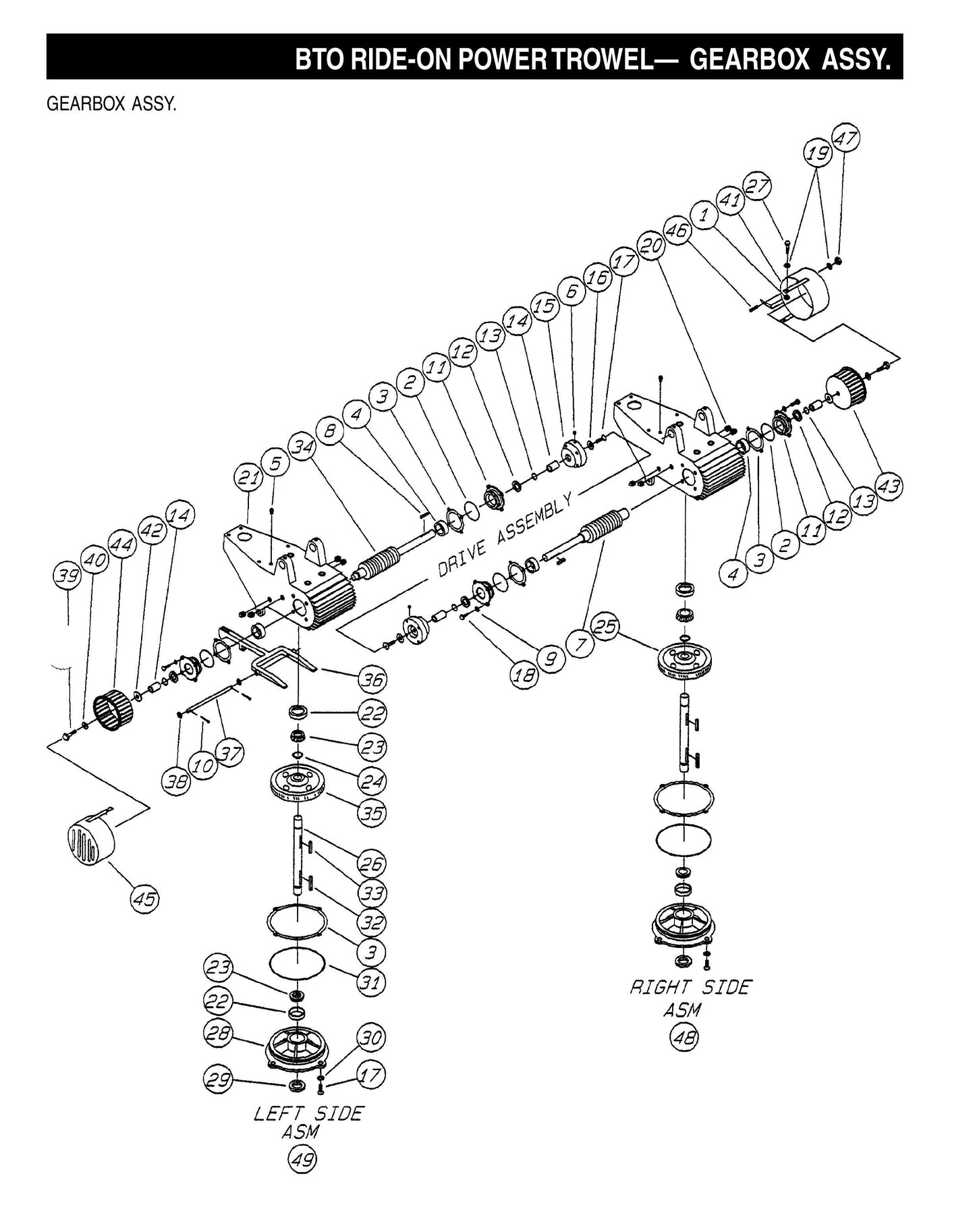 BTO Ride-On Power Trowel-Gearbox Assembly (Fig 1)